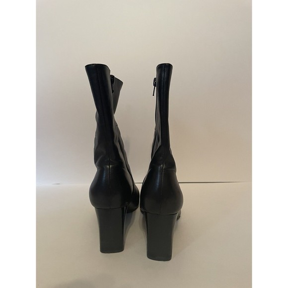 Nine West Womens 8.5 M Ealene Black  Leather Heeled Boot - Picture 4 of 7